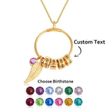 Personalized Birthstone Stainless Steel Leaf shaped Necklace Customized Text Gift