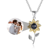 Personalized Photo Sunflower Shaped Projection Necklace Custom Picture Pendant Gift for Love one