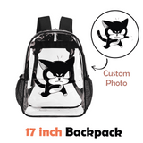 17 inch Custom Photo Waterproof PVC Backpack Personalized Transparent Light weight Bag