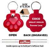 Personalized Leather Paw Keychain Custom Pet Hair Keepsake for Dog Lovers Memorial Customized Brown Fob Round Shape