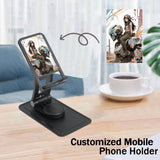 Custom Bamboo Square Rotating Phone Stand Personalized Photo Dock Customized Gift for Teens Dads Fathers Day
