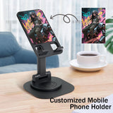 Custom Walnut Round Phone Dock Personalized for Students Graduation Christmas Customized Rotating Stand with Charging Port