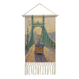 Custom Photo Cotton And Linen Hanging Art with Tassels Personalized Decor