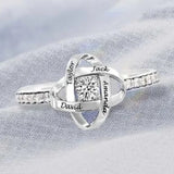 Personalized Clover Ring Custom Engravable 4 Names Copper Open Band for Gift