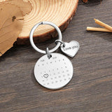 Custom Heart Calendar Keychain Personalized Stainless Date Marker Customized Gift for Couple Anniversary