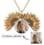 Customized Sunflower Pendant Openable Necklace Personalized Photo for Mother's Gift