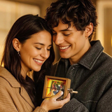 Custom Hand Crank Photo Flipbook Frame Personalized Light Cube Frame Anniversary Gift for Her Customized Wood Keepsake