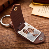 Custom Leather Photo Keychain Drive Safe Engraved Personalized Gift for Boyfriend Valentine Anniversary Customized Oval Tag