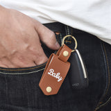 Custom Leather Photo Keychain Drive Safe Engraved Personalized Gift for Boyfriend Valentine Anniversary Customized Oval Tag