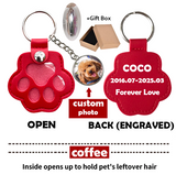 Personalized Leather Paw Keychain Custom Pet Hair Keepsake for Dog Lovers Memorial Customized Brown Fob Round Shape