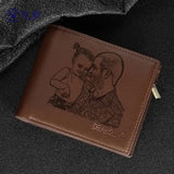Custom Leather Wallet Personalized Photo Engraving Customized Bifold Gift for Men