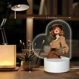 Personalized Photo Heart Acrylic Night Light 3 Light Modes Custom Decor Touch Control Soft Glow