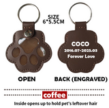 Personalized Leather Paw Keychain Custom Pet Hair Keepsake for Dog Lovers Memorial Customized Brown Fob Round Shape