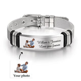 Custom Photo Engraved Stainless Steel Bracelet Personalized Gift
