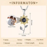 Personalized Photo Sunflower Shaped Projection Necklace Custom Picture Pendant Gift for Love one
