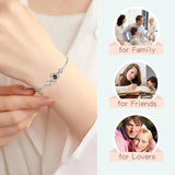 Custom Photo Projection Bracelet Heart Zircona Pendant Stainless Steel Couple DIY Picture Inside Bracelet For Women Jewelry