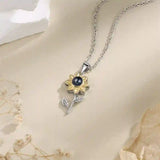 Personalized Photo Sunflower Shaped Projection Necklace Custom Picture Pendant Gift for Love one