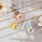 Personalized Camera Photo Locket Necklace Custom Envelope Picture Necklace for Women Mother Pet Birthday Memorial Jewelry Gift