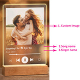 Personalized Acrylic Spotify Music Custom Photo Plaque with LED Night Light