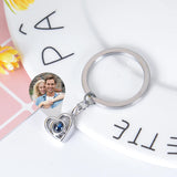 Personalized Photo Projection Keychain Custom Heart Photo Keyring Projection Keychain for Women Anniversary Memorial Gifts