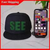 -ABUB Smart Pixel Matrix Baseball Hat LED Hat Light Display Screen Rechargeable DIY APP Control Hip Hop Street Party Decor