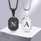 Personalized Geometric Stainless Steel Necklace Customized A-Z Letters Pendant