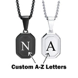 Personalized Geometric Stainless Steel Necklace Customized A-Z Letters Pendant