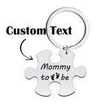 Custom Block Puzzle Keychain Personalized Engraved Wood Customized Gift for Couple Valentine