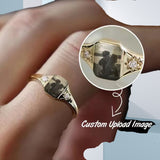 Custom Birthstone Ring Personalized Two Photo Colors Customized Gift for Her Valentine