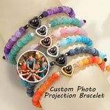 Personalized Custom Photo Projection Bracelet Colorful Bead Chain Heart Pendant Women's Bracelet Anniversary Gifts Jewelry