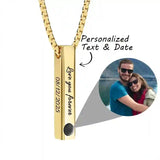 Custom Photo Projection Bar Necklace Picture Personalized Necklace Customized Photo Pendant Necklaces with Picture Jewelry Gift