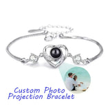 Custom Photo Projection Bracelet Heart Zircona Pendant Stainless Steel Couple DIY Picture Inside Bracelet For Women Jewelry