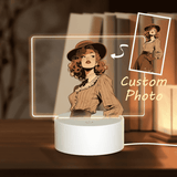 Personalized Photo Square Acrylic Night Light 3 Light Modes Custom Decor Touch Control Soft Glow