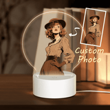 Personalized Picture Round Acrylic Night Light 3 Light Modes Custom Decor Touch Control Soft Glow