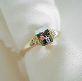 Custom Birthstone Ring Personalized Two Photo Colors Customized Gift for Her Valentine