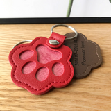 Personalized Leather Paw Keychain Custom Pet Hair Keepsake for Dog Lovers Memorial Customized Brown Fob Round Shape
