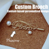 Custom gold clad Pearl Pin Personalized Letter Name Stylized Design Gift 6.6cm Length