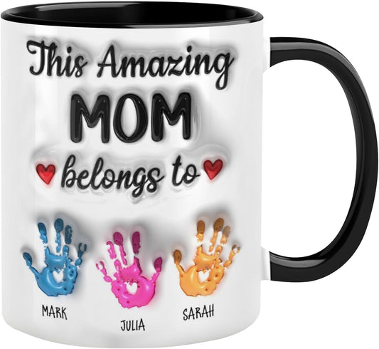 Personalized 3D Inflated Effect Mug Custom Family Names With Kids