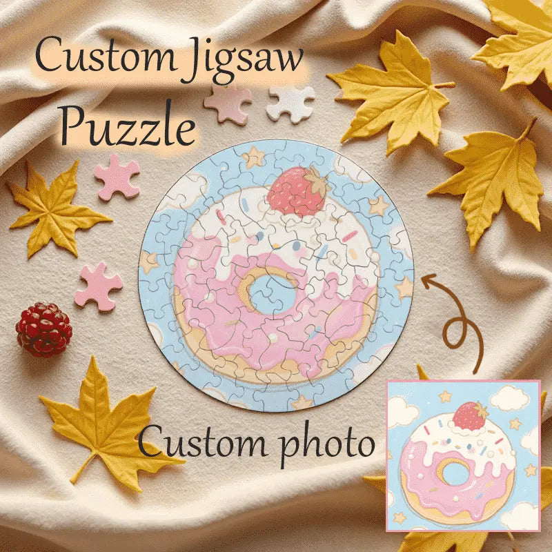 Personalized Water Color Style Puzzle Custom  Photo Round Jigsaw with 3 Size Selection