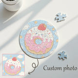 Personalized Water Color Style Puzzle Custom  Photo Round Jigsaw with 3 Size Selection
