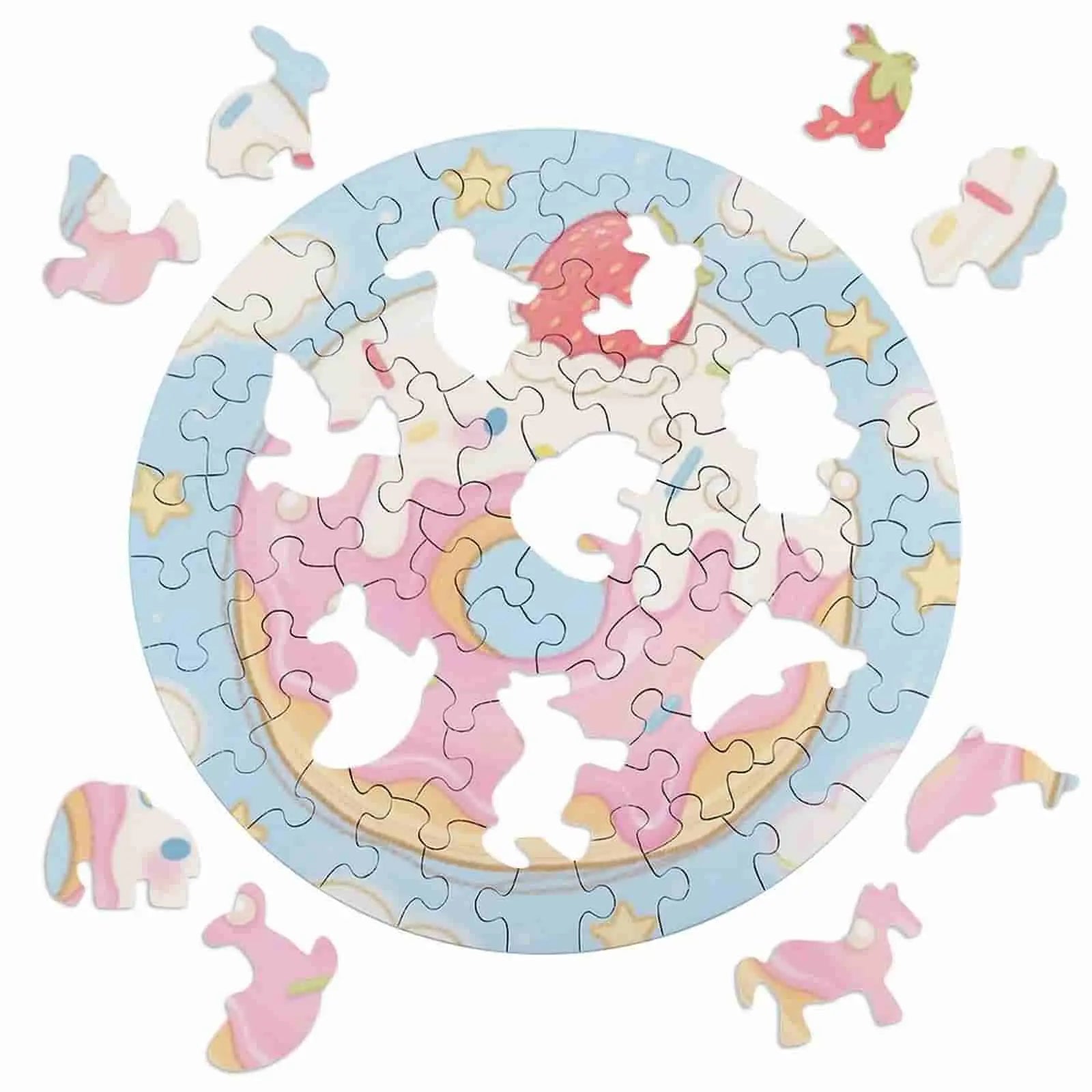 Personalized Water Color Style Puzzle Custom  Photo Round Jigsaw with 3 Size Selection