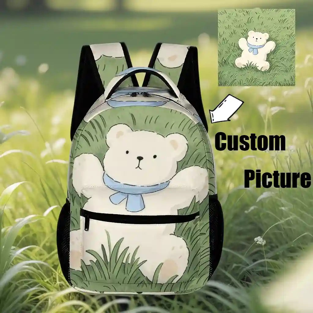 Custom Polyester Twill Backpack Personalized Photo Print Bag For Gift 32×15×43cm
