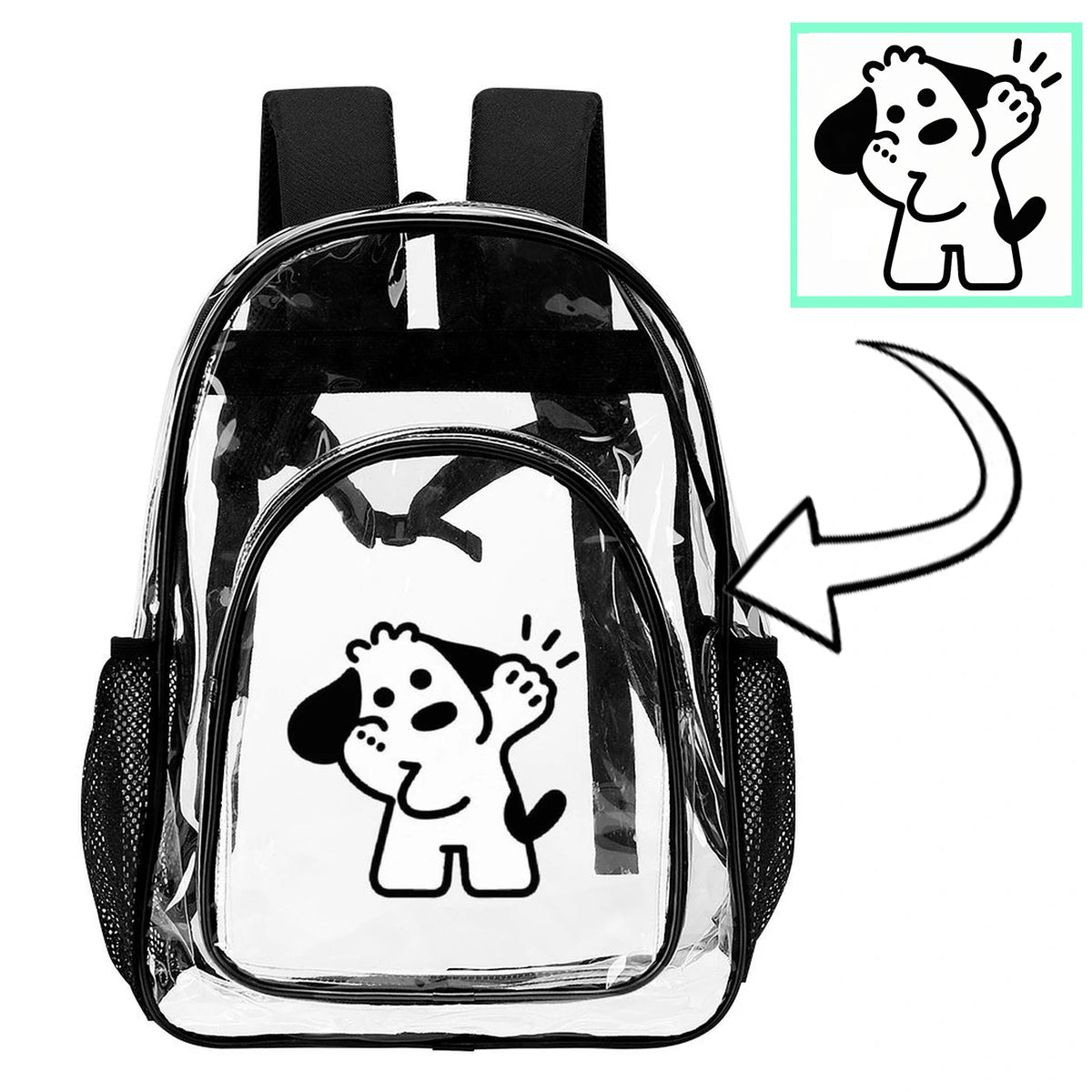 Custom Transparent PVC Backpack Personalized Waterproof Bag 43x32.5cm