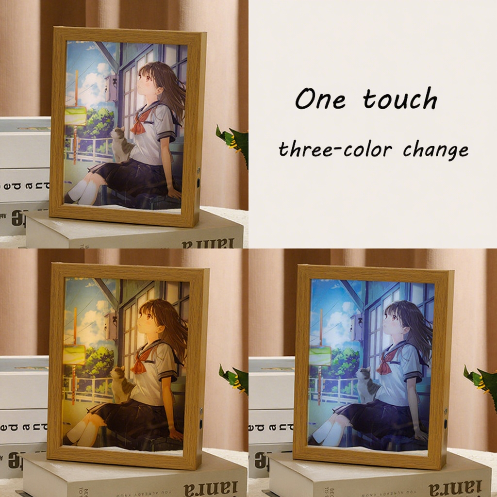 Custom Photo Frame  Personalized Picture Decor with Night Light & Mirror