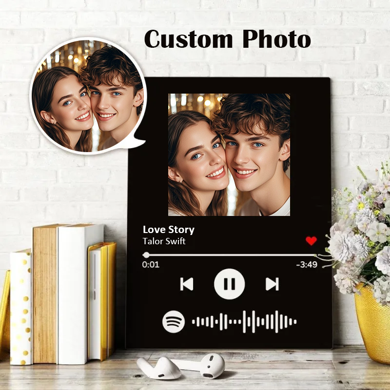 Personalized Scannable Spotify Code Photo Oil Painting Custom Music Song Canvas Wall Art Various Sizes Decor
