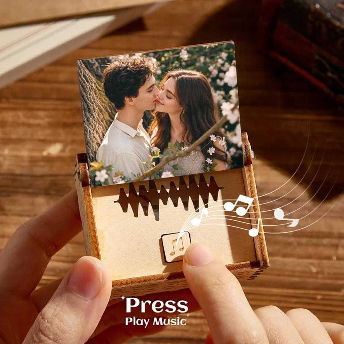 Custom Wooden Music Box Personalized Song & Text & Photo