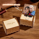 Custom Wooden Music Box Personalized Song & Text & Photo