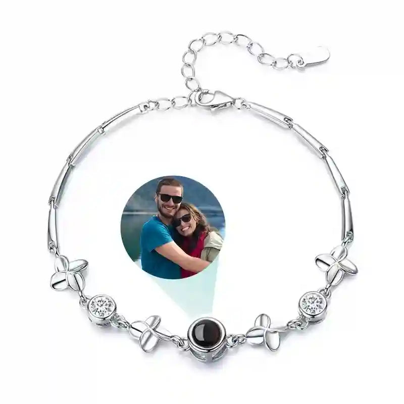 Custom Photo Bracelet Personalized Projection Bracelets with Picture Inside 100 Languages I Love You Stainless Steel Bracelet
