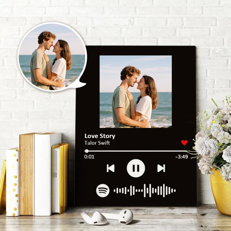 Personalized Scannable Spotify Code Photo Oil Painting Custom Music Song Canvas Wall Art Various Sizes Decor
