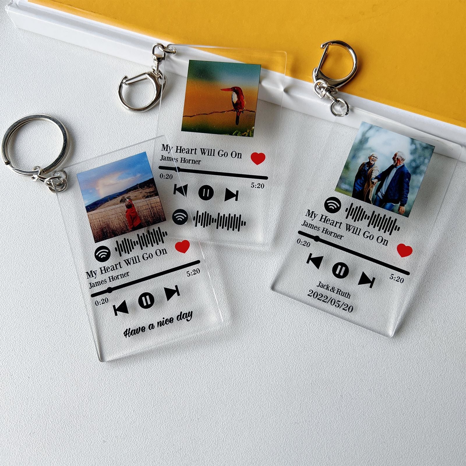 Personalized Scannable Music Keychain Spotify QR Code Plaque Custom Song & Photo Acrylic BFF Gift